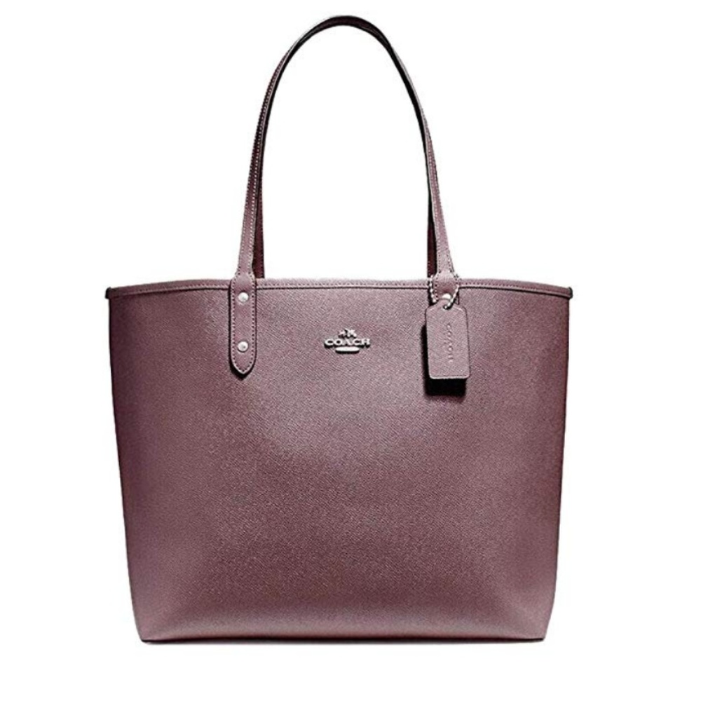 Coach City Reversible Tote w/ Shadow Plaid Print